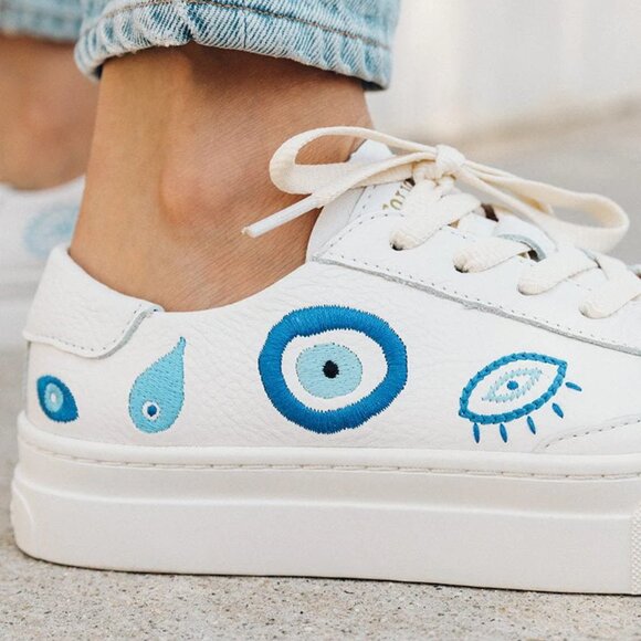 Soludos Women's Sneakers with Blue Eye Motif - Picture 3 of 12